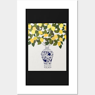 China vase, Lemons, Retro, Mid century art Posters and Art